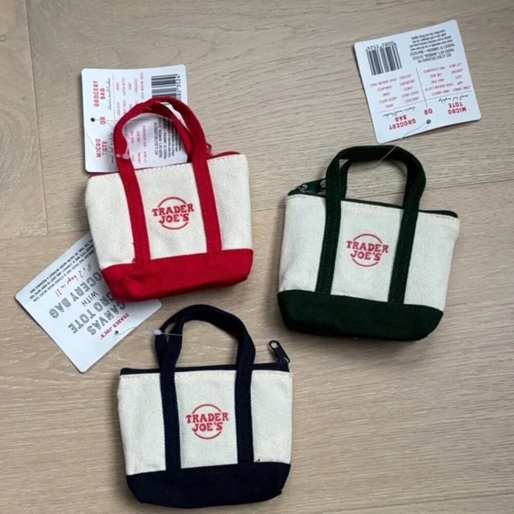 New Trader Joes canvas micro tote with grocery ba… - image 1